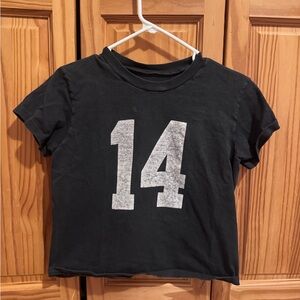 Brandy Melville Black Crop Top with Gray Number Print